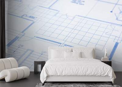 Blue print document Wall mural