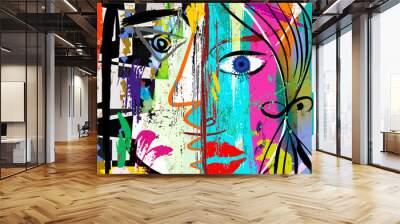 Modern art inspired woman, vector illustration
 Wall mural