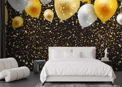 Celebration background with balloons and confetti Wall mural