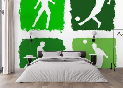 silhouettes of football or soccer players on grunge backgrounds Wall mural