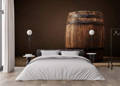 background of barrel and worn old table of wood Wall mural