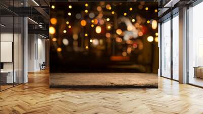 Beer barrel with beer glasses on a wooden table. The dark brown background. Wall mural