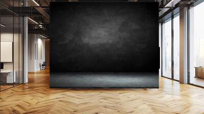 Selected focus empty brown wooden table and wall texture or old black brick wall blur background image. for your photomontage or product display Wall mural