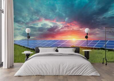 Solar Panels Against The Deep Blue Sky Wall mural