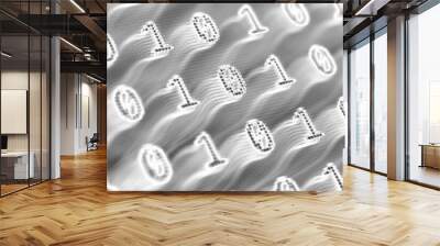 0 and 1 data tech white background  Wall mural