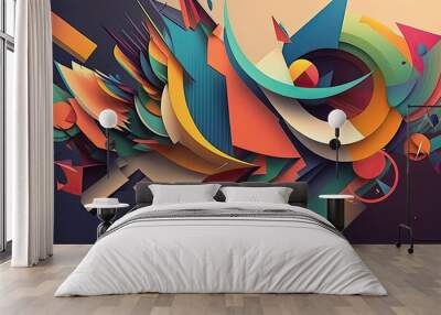 Abstract geometrical shapes background. Generative AI Wall mural