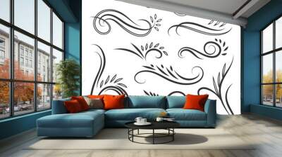 Vignettes with swirls and leaves Wall mural