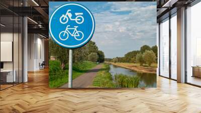 bike/moped road sign in dutch landscape Wall mural