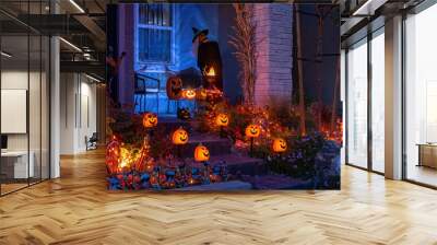 Night view of a house with halloween decoration Wall mural