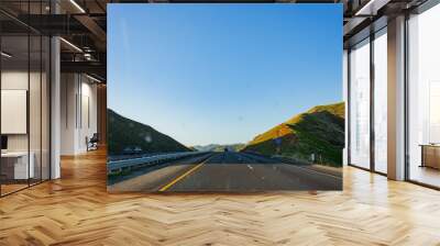 Sunny view of the rural highway landscape Wall mural