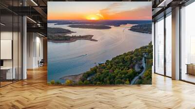 Sunrise aerial view of the Hobbs State Park-Conservation Area landscape Wall mural