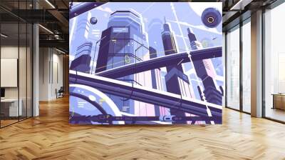 city metropolis of future Wall mural