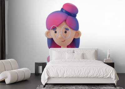 Girl avatar icon 3d rendered illustration Wall mural