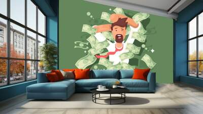 Man in a pile of money Wall mural