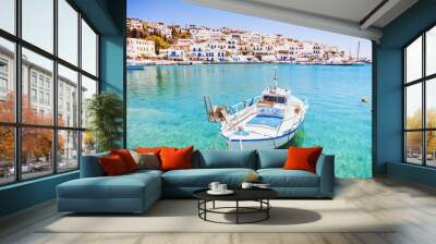 Beautiful view at Batsi village, Andros island, Cyclades, Greece Wall mural