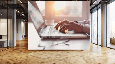 businessman using laptop computer Wall mural