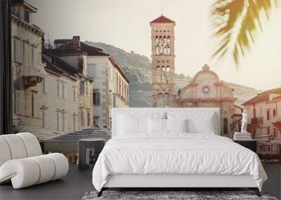 Hvar island, Dalmatia, Croatia. Famous landmark and touristic destination for travel in Europe Wall mural