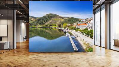 Pinhao town with Douro river and vineyards in Douro valley, Portugal Wall mural