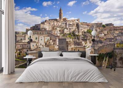 View of Matera old town, Basilicata, Italy Wall mural