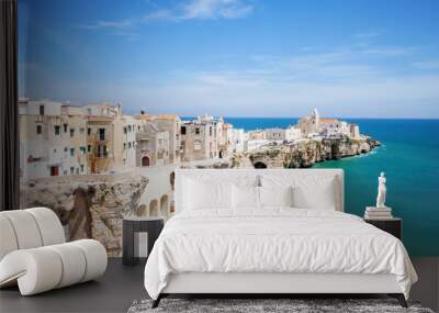 View of Vieste town, Gargano, Puglia, Italy. Travel, tourist destination, vacations concept Wall mural