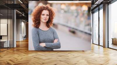 young woman portrait outdoors Wall mural