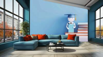 Simple sleek online education platform, hyper realistic person, minimalist design, digital learning concept Wall mural