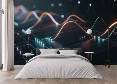 Studio lighting on animated line chart, dynamic effects, sleek design, realistic Wall mural