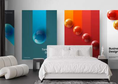 Abstract book cover A4 vector design concept composition. Minimalistic 3D balls annual report illustration collection. Wall mural