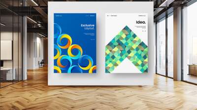 Abstract brochure cover vector design. Corporate identity geometric illustration template. Wall mural