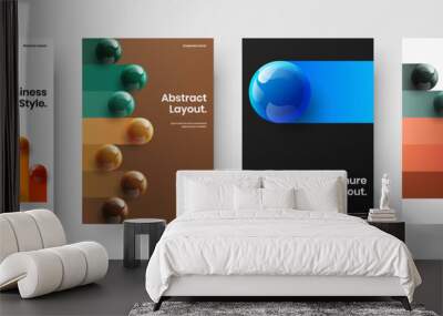 Amazing 3D balls booklet illustration bundle. Simple front page vector design layout collection. Wall mural