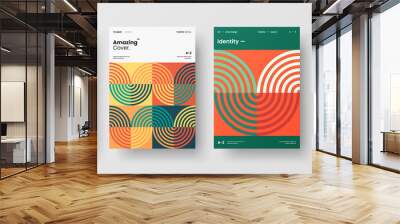 Company identity brochure template collection. Business presentation vector A4 vertical orientation front page mock up set. Corporate report cover abstract geometric illustration design layout bundle. Wall mural