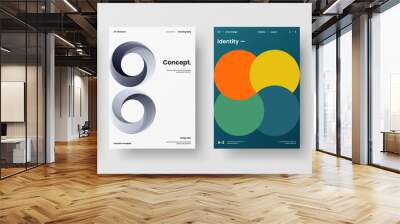 Company identity brochure template collection. Business presentation vector A4 vertical orientation front page mock up set. Corporate report cover abstract geometric illustration design layout bundle. Wall mural