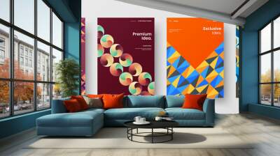 Company identity brochure template collection. Business presentation vector A4 vertical orientation front page mock up set. Corporate report cover abstract geometric illustration design layout bundle. Wall mural