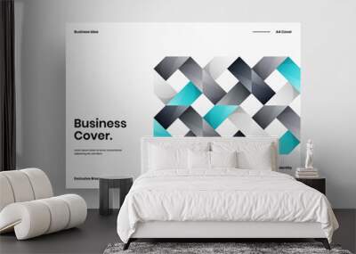 Creative business presentation vector A4 horizontal orientation front page mock up. Modern corporate report cover abstract geometric illustration design layout. Company identity brochure template. Wall mural