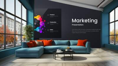 Creative horizontal website screen for responsive web design project development. Monitor mock up bright colorful banner layout. Corporate marketing landing page block vector illustration template. Wall mural