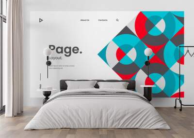 Creative horizontal website screen part for responsive web design project development. Abstract geometric pattern banner layout mock up. Corporate landing page block vector illustration template. Wall mural