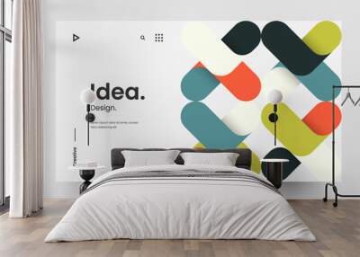 Creative horizontal website screen part for responsive web design project development. Abstract geometric pattern banner layout mock up. Corporate landing page block vector illustration template. Wall mural