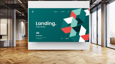 Creative horizontal website screen part for responsive web design project development. Abstract geometric pattern banner layout mock up. Corporate landing page block vector illustration template. Wall mural