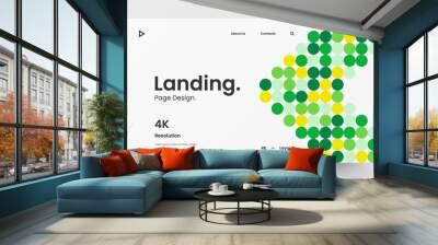 Creative horizontal website screen part for responsive web design project development. Abstract geometric pattern banner layout mock up. Corporate landing page block vector illustration template. Wall mural