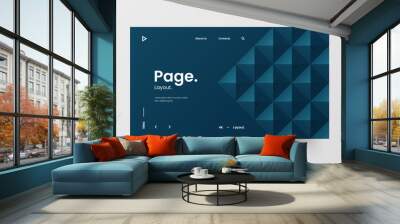 Creative horizontal website screen part for responsive web design project development. Abstract geometric pattern banner layout mock up. Corporate landing page block vector illustration template. Wall mural