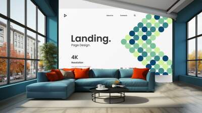 Creative horizontal website screen part for responsive web design project development. Abstract geometric pattern banner layout mock up. Corporate landing page block vector illustration template. Wall mural