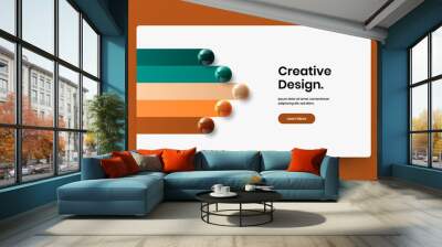 Multicolored pamphlet design vector layout. Trendy realistic spheres company cover template. Wall mural