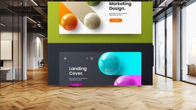 Multicolored realistic balls corporate cover concept set. Colorful web banner design vector layout composition. Wall mural