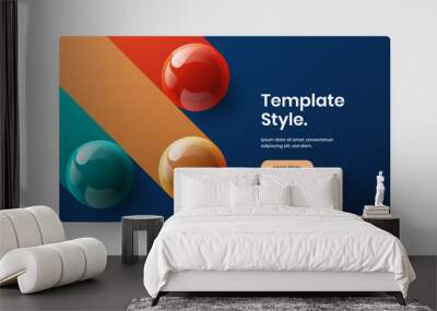 Simple realistic balls landing page concept. Unique website screen design vector layout. Wall mural