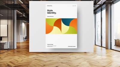 Vertical corporate identity A4 report cover. Abstract geometric vector business presentation design layout. Amazing company front page illustration brochure template. Wall mural