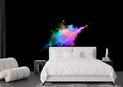 abstract colored dust explosion on a black background.abstract powder splatted background, Wall mural