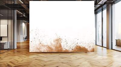 Brown color powder explosion on white background. Colored cloud. Colorful dust explode. Paint Holi. Wall mural