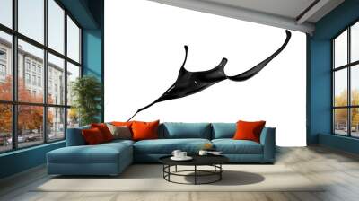 Splash of black fluid on white background Wall mural