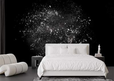 White powder explosion on black background. Colored cloud. Colorful dust explode. Paint Holi. Wall mural