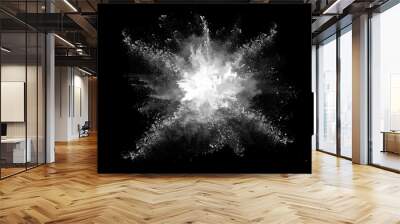 White powder explosion on black background. Colored cloud. Colorful dust explode. Paint Holi. Wall mural